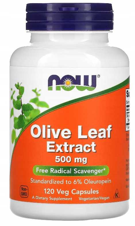 NOW Foods OLIVE LEAF Extract 120 kaps LIŚĆ OLIWNY