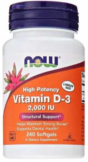 NOW FOODS, WITAMINA D3 2000 IU 240 kaps. żelowych