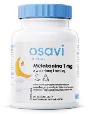 Melatonina 1 mg + Waleriana + Melisa - 60 kaps