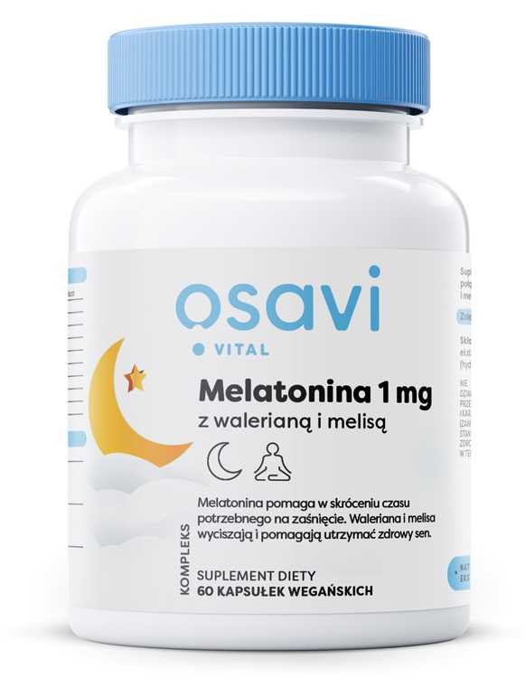 Melatonina 1 mg + Waleriana + Melisa - 60 kaps