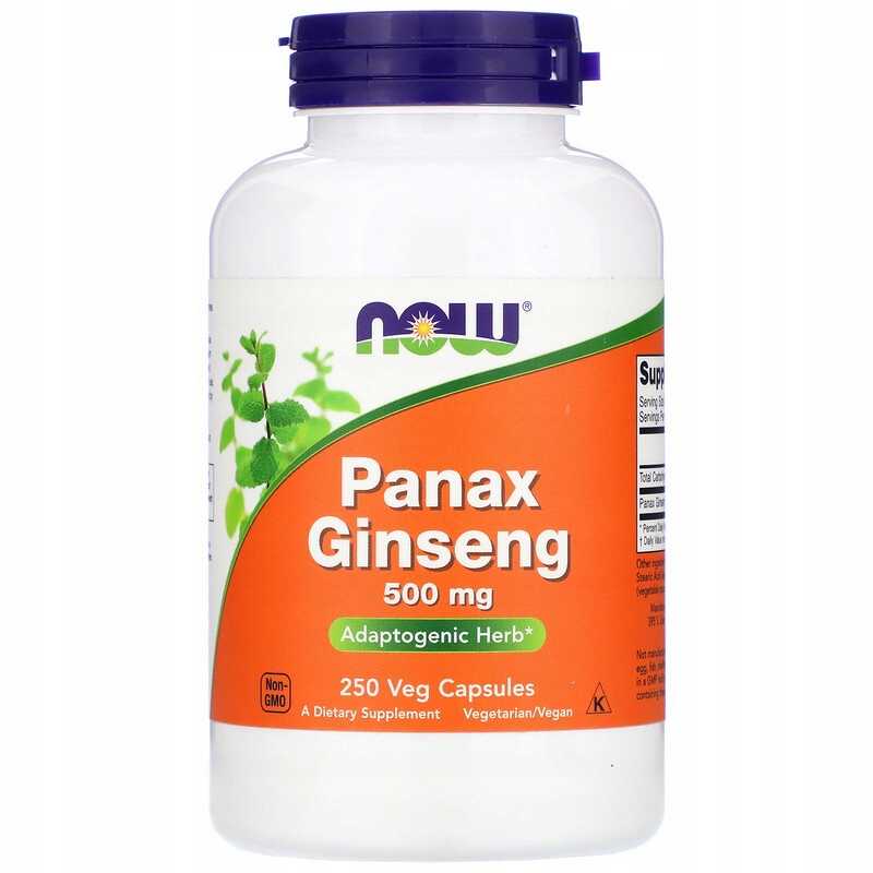 NOW FOODS, PANAX GINSENG 500 mg 250 kaps ŻEŃ-SZEŃ