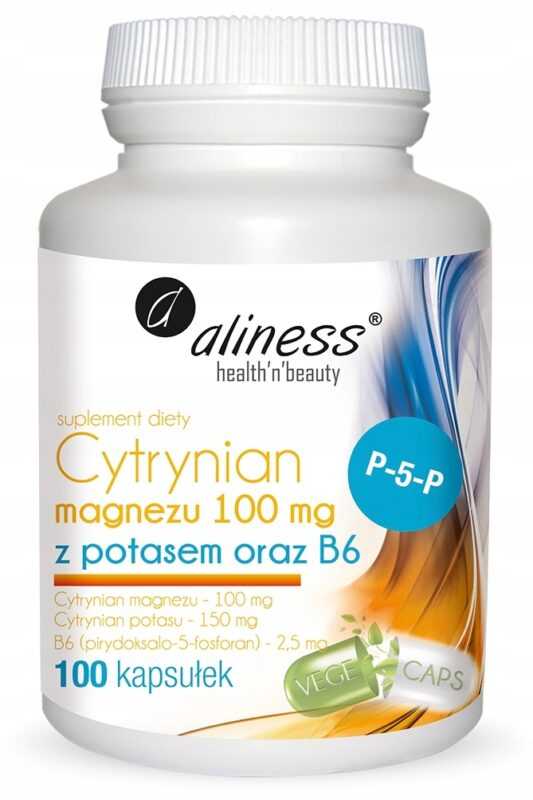 Cytrynian Magnezu 100mg + Potas 150mg + B6 (P-5-P)