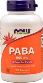 PABA 500 mg 100 kaps Kwas Para-aminobenzoesowy NOW
