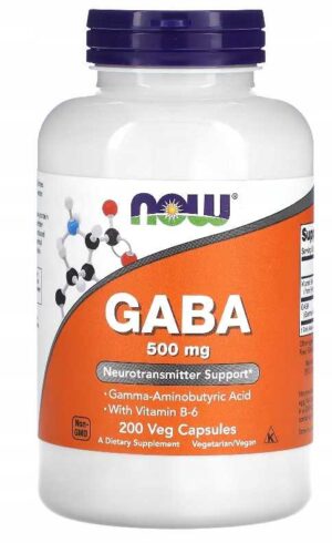 GABA 500mg + Witamina B6 / 200 kapsułek NOW FOODS