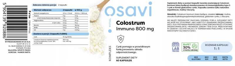 Colostrum Immuno (Vital), 800mg - 60 kaps KOLOSTRU - obrazek 4