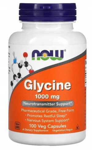 NOW FOODS GLYCINE - 1000mg - 100 kapsułek GLICYNA