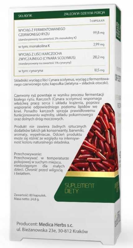 FERMENTOWANY CZERWONY RYŻ + KARCZOCH 80 KAPS - obrazek 3