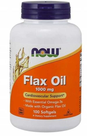 OLEJ LNIANY 1000mg 100 kaps żel Now Foods FLAX OIL