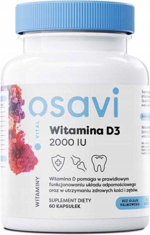 Witamina D3 2000IU 60 kapsułek żelowych z Lanoliny