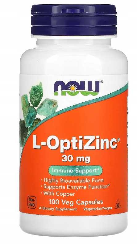 NOW FOODS L-OPTIZINC 30mg 100k Cynk Chelat + Miedź
