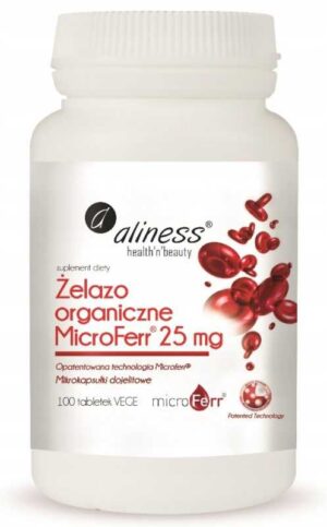 Aliness, Żelazo organiczne 25 mg x 100 tabletek