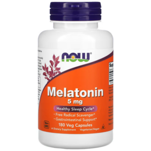 NOW Foods, MELATONIN 5 mg 180 Veg Capsules - SLEEP SUPPORT