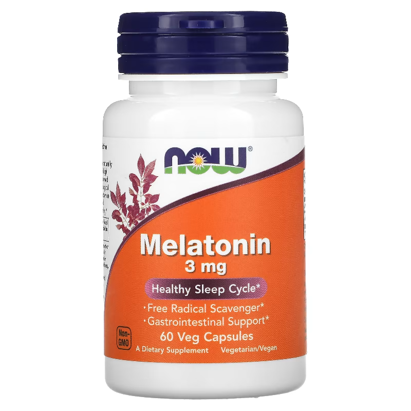 NOW Foods, MELATONIN 3 mg 60 Veg Capsules - SLEEP SUPPORT